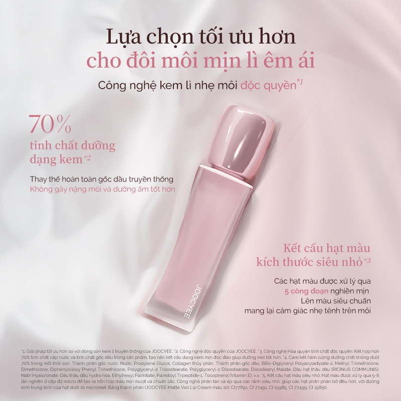 [Mới] Son kem bán lì JOOCYEE Matte Veil Lip Cream 3.0 thời thượng, tôn da, mỏng nhẹ, dưỡng ẩm, lâu trôi, không gây nặng môi. | BigBuy360 - bigbuy360.vn