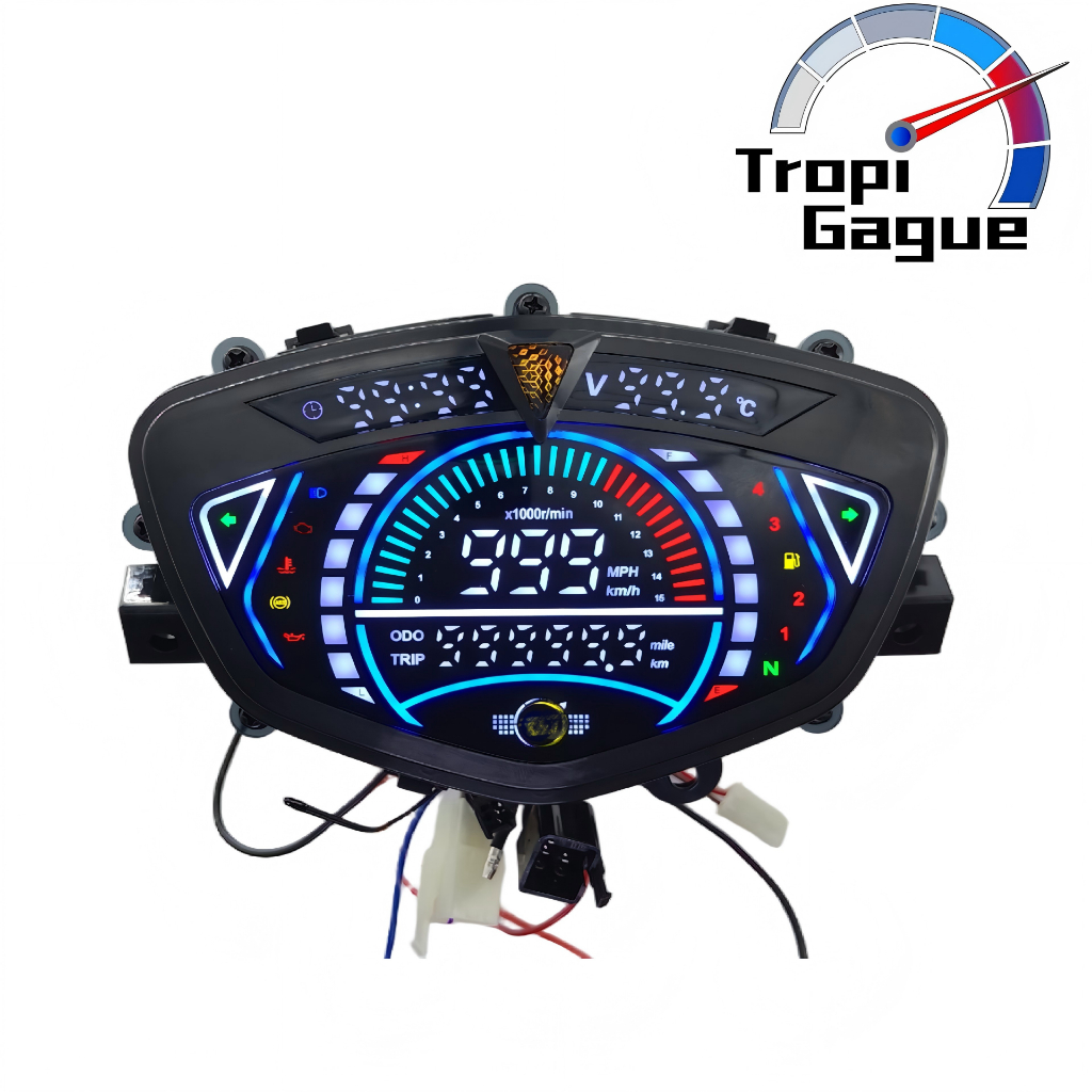 Yamaha LC135 V1 Racing Digtal Meter Thế hệ thứ hai Đồng hồ tốc độ xe máy LCD RPM Chức năng Nhiệt độ 