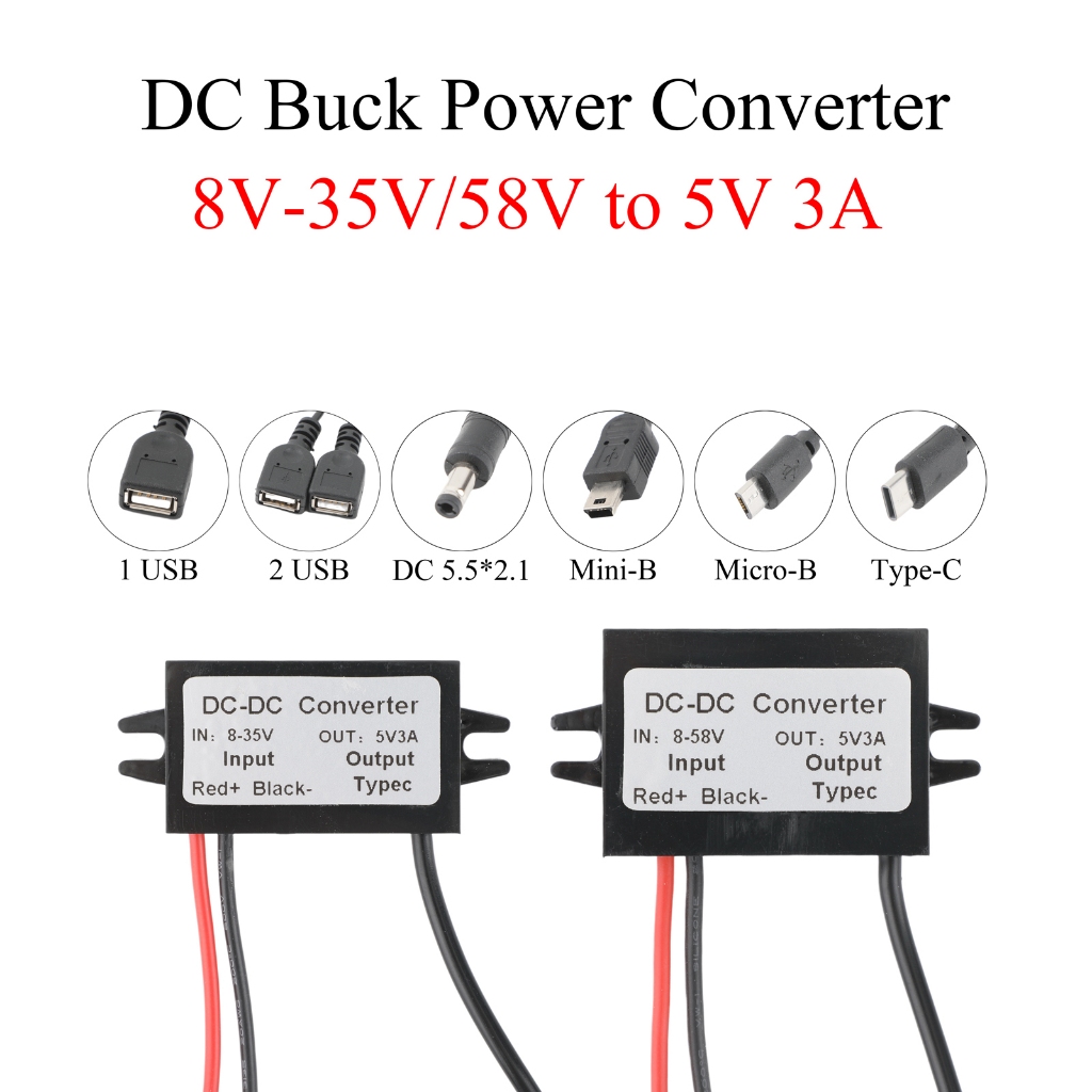 DC-DC Step-Down 8-35 / 58V sang 5V 3A 15W Đầu ra Bộ chuyển đổi nguồn