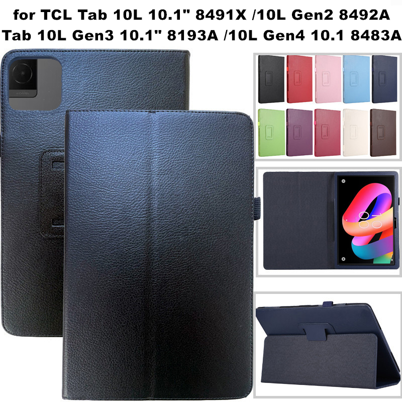 Dành Cho TCL Tab 10L Gen2 / Gen3 / Gen4 10.1 8491X 8492A 8493A 8193A 8483A Ốp Lưng Da Pu Flip Stand 