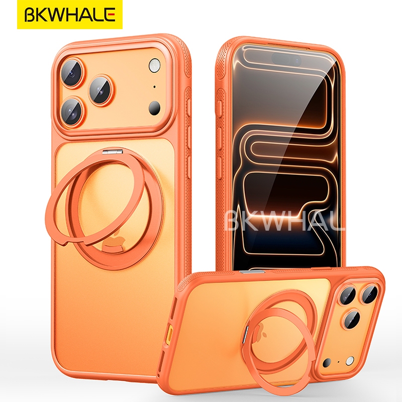 BKWHALE 360° Ốp điện thoại trong suốt có vòng xoay có giá đỡ cho iPhone 17 Pro Max Air iPhone17 Vỏ m