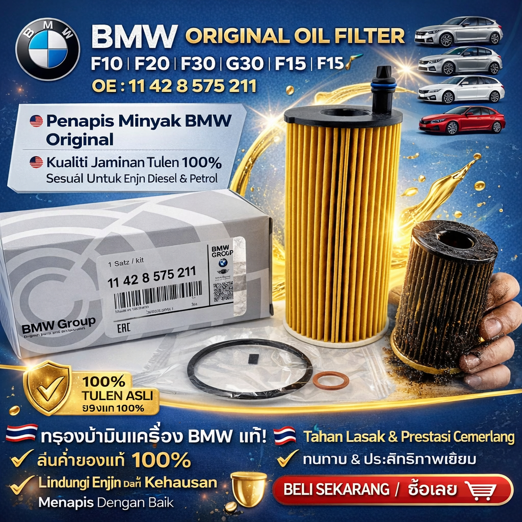 BMW B47 DIESEL B38 B48 GASOLINE MODEL F10 F20 F30 G30 F15 LỌC DẦU OE: 11 42 8 575 211