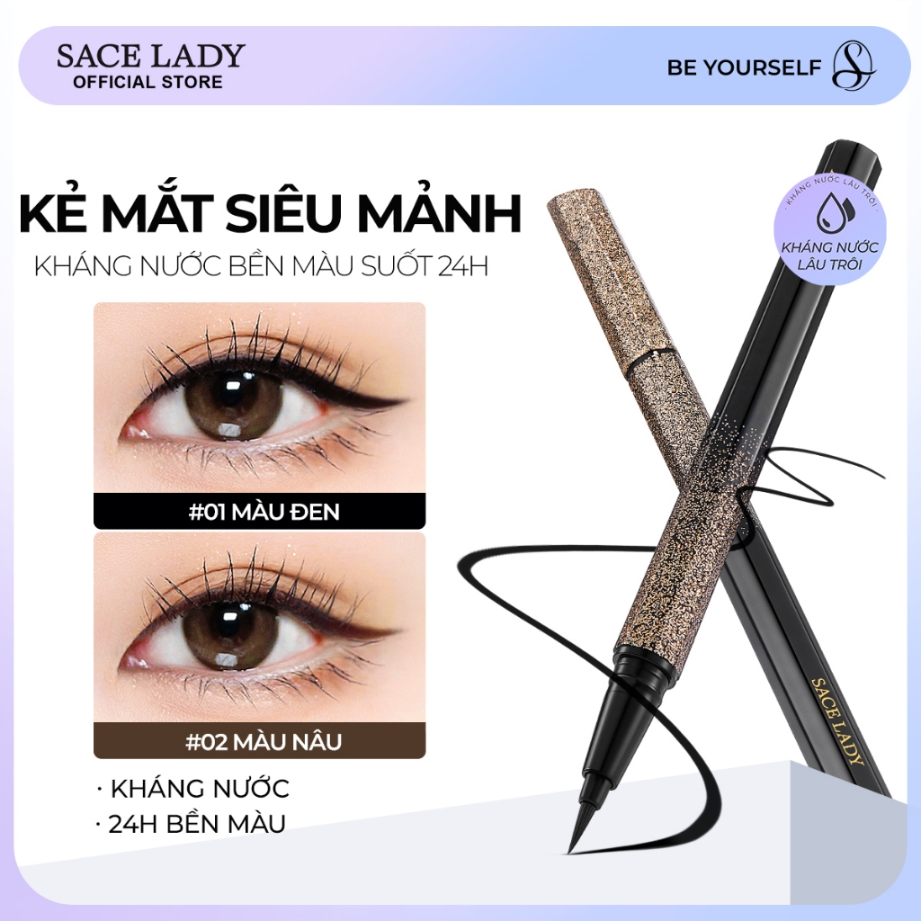 Kẻ Mắt SACE LADY chống nhòe lâu trôi nhanh khô trang điểm mắt 0.7g