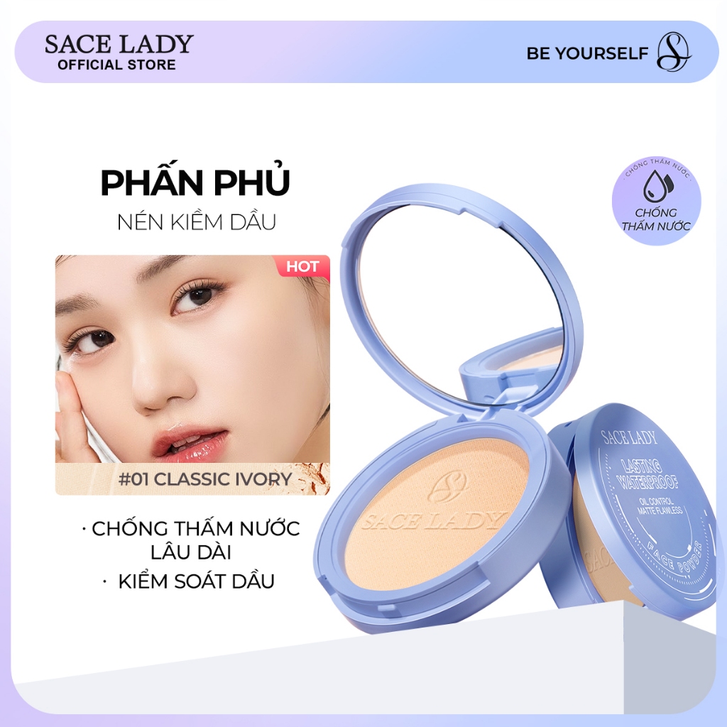 Phấn Phủ SACE LADY Kiềm Dầu Dộ Che Phủ Cao Lâu Trôi Kháng Nước  với 3 màu tùy chọn 10g
