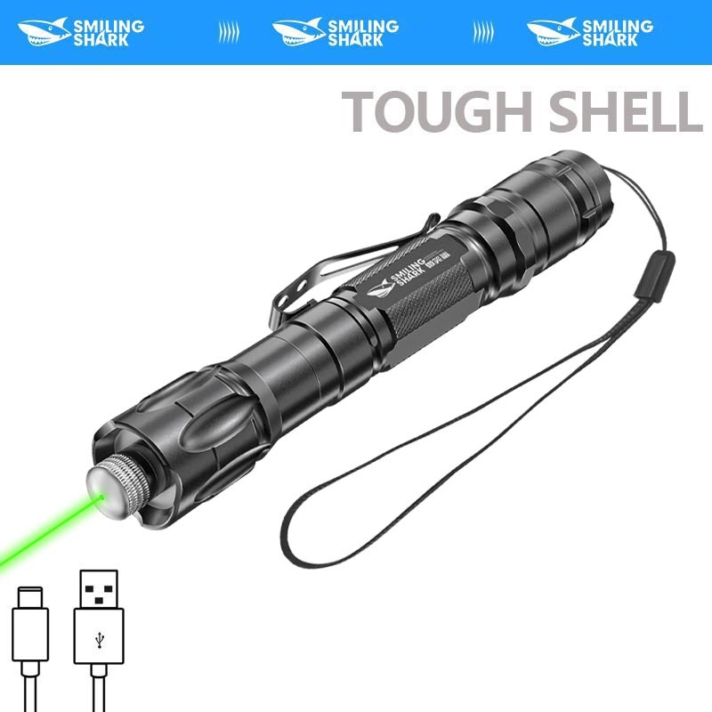 SmilingShark JG0715  Đèn pin laser Hội nghị Đèn xanh Bút 2000m 18650 Sạc đuôi Swith Mèo vui Chơi Đèn