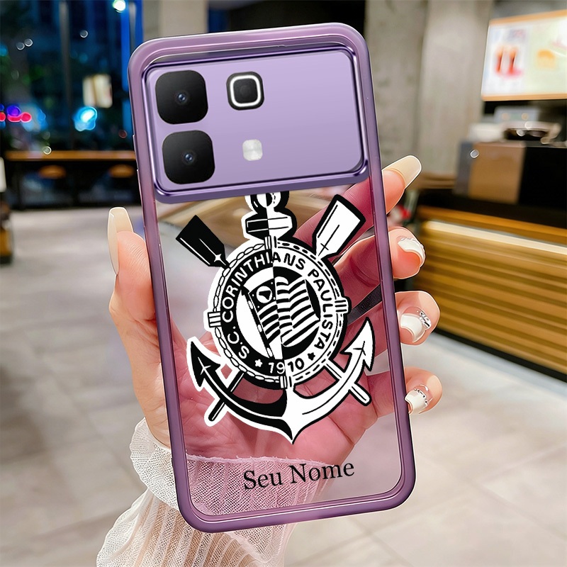 Infinix Note 60 Pro 5G Name Custom Case Brazil Club Corinthians Clear Candy Glossy Soft Cover