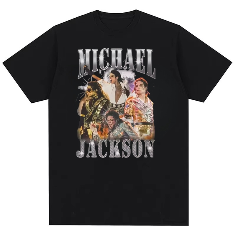 Áo thun cotton nguyên chất họa tiết Michael Jackson phong cách retro gothic