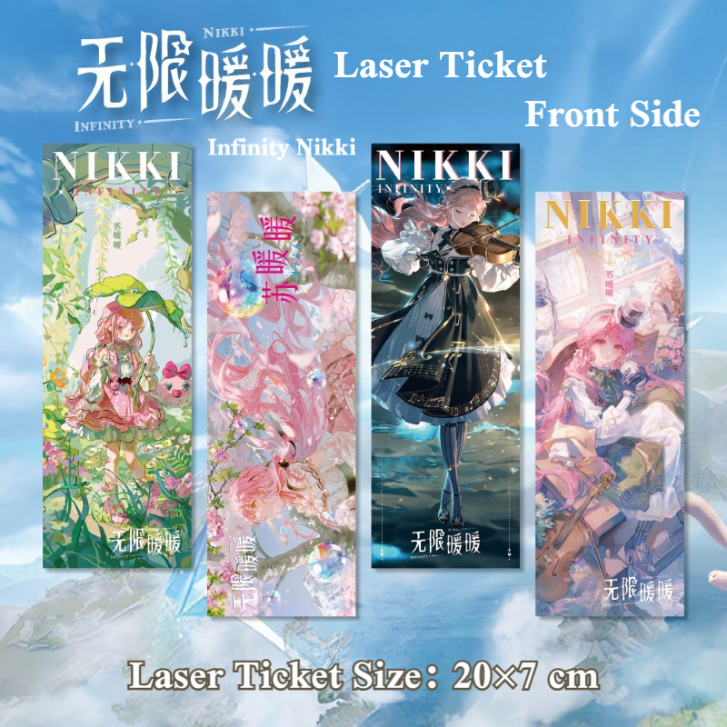 Bộ vé Laser ba chiều Infinity Nikki Fanmade - 4 mảnh (Phong cách A / B / C / D), 7x20cm, In HD hai m
