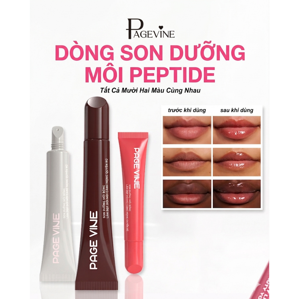 Son dưỡng bóng PAGE VINE  Căng Mọng, Không Bết Dính, Lâu Trôi, Dưỡng Ẩm Tự Nhiên mềm mịn