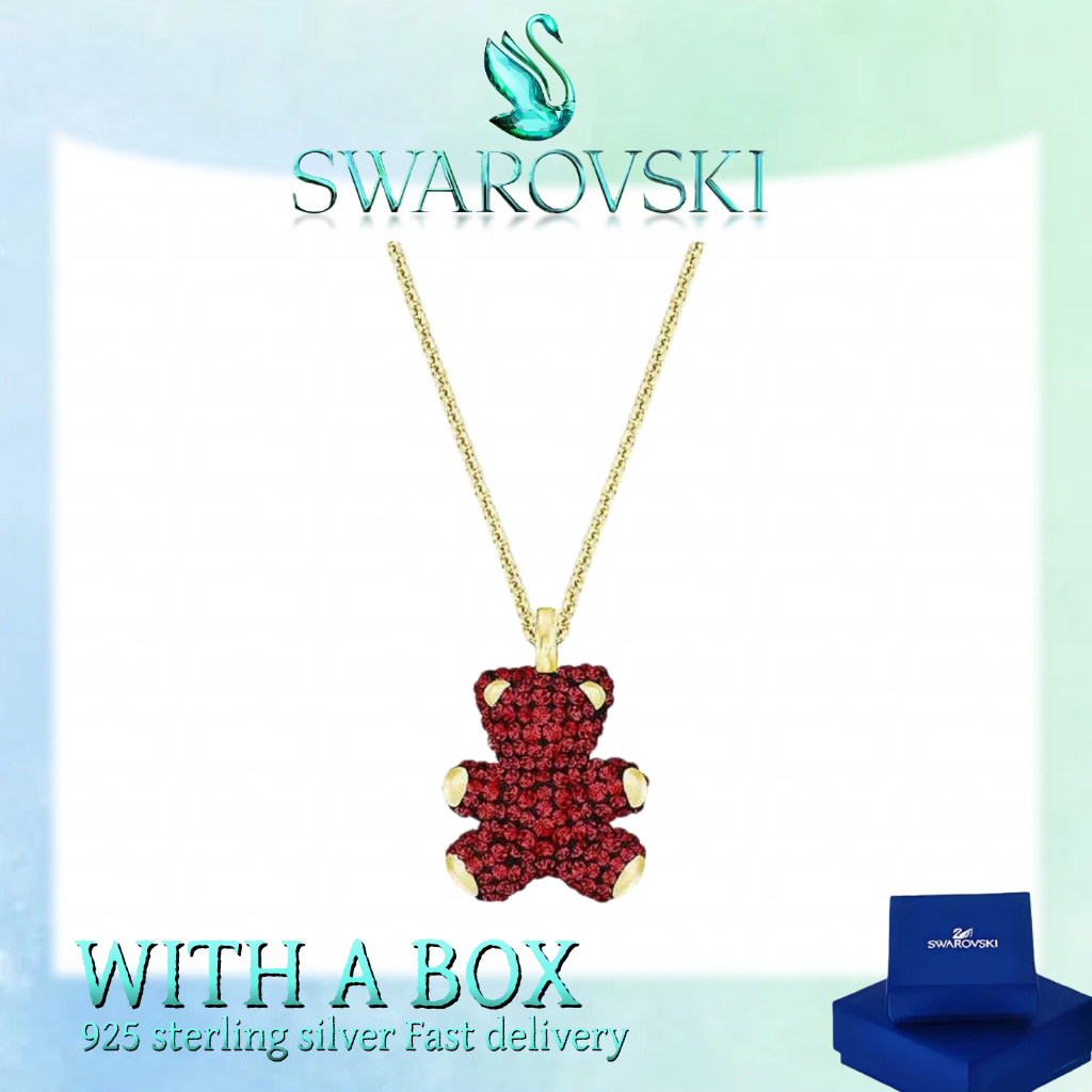 Đại lý mua cao cấp cho trang sức Swarovski làm bằng bạc nguyên chất Swarovski Teddy Vòng cổ gấu lập 
