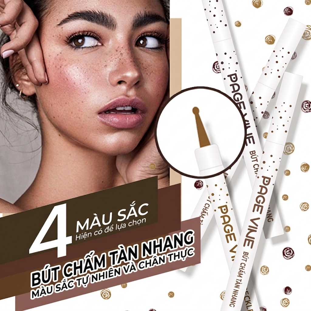 Set 4 Bút Vẽ Tàn Nhang Page Vine chấm lông mày Chống Nước Lâu Trôi Hàn Quốc Tự Nhiên Dễ Dùng