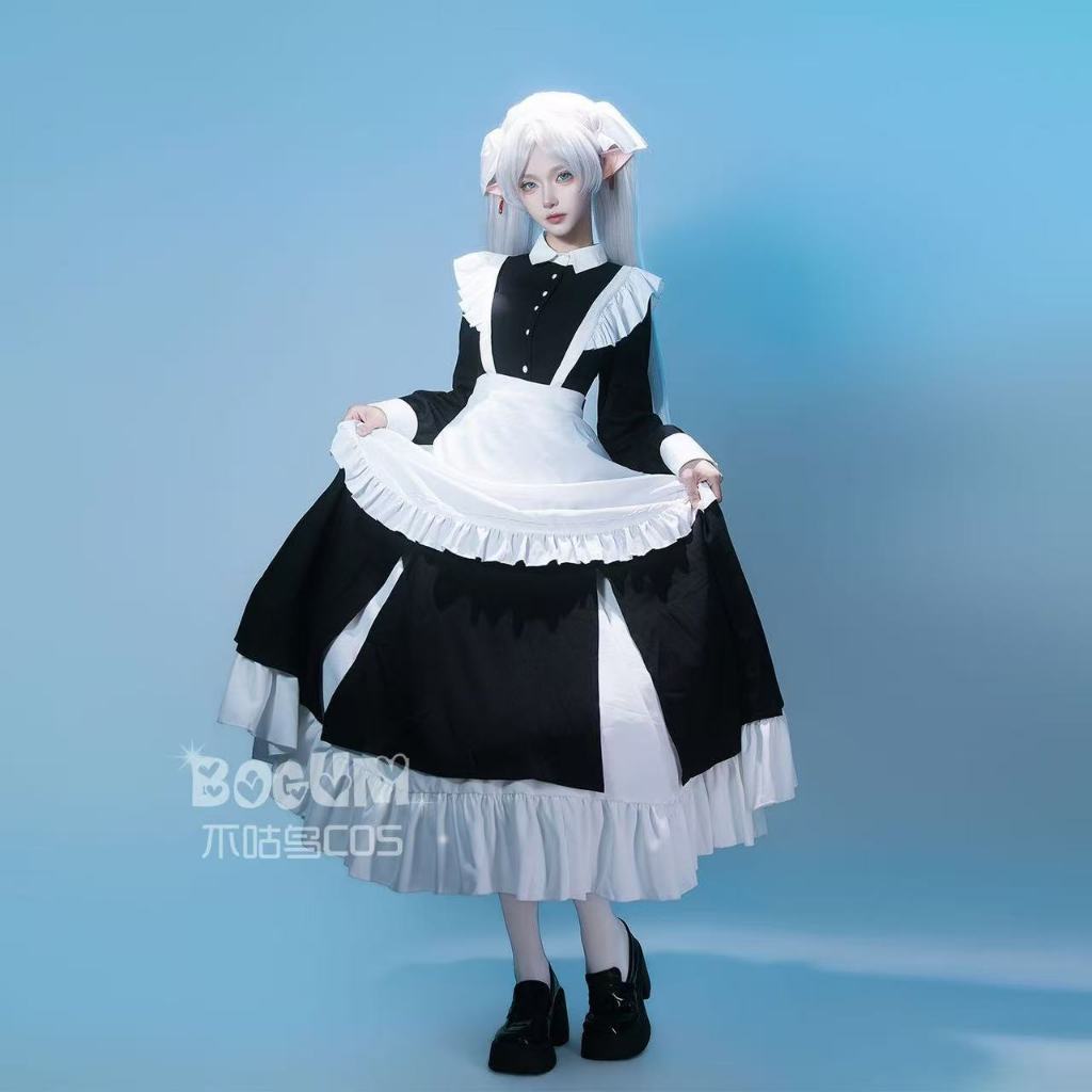 Frieren: Beyond Journey's End cosplay Frieren/Fern trang phục hầu gái nữ dài anime