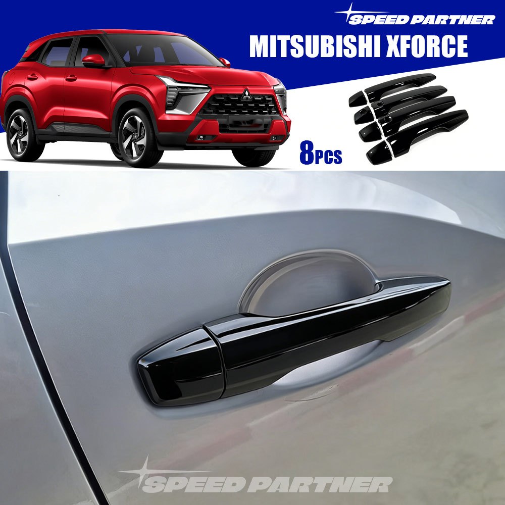 Mitsubishi Xforce (2025-nay) Vỏ tay nắm cửa màu đen bằng sợi Carbon / bóng cho phụ kiện ô tô Xforce 