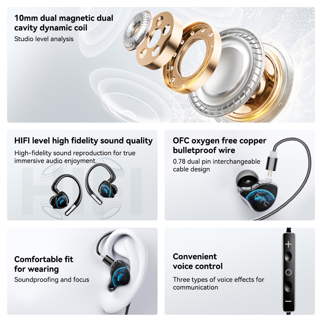 HTC NE81  Tai nghe Bluetooth 3 trong 1 Thiết bị kép Thay đổi giọng nói Card âm thanh Tai nghe chơi game HIFI Mic | BigBuy360 - bigbuy360.vn