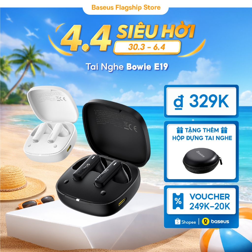 Baseus Tai nghe Bluetooth không dây Bowie E19 TWS chống nước IPX5 ENC