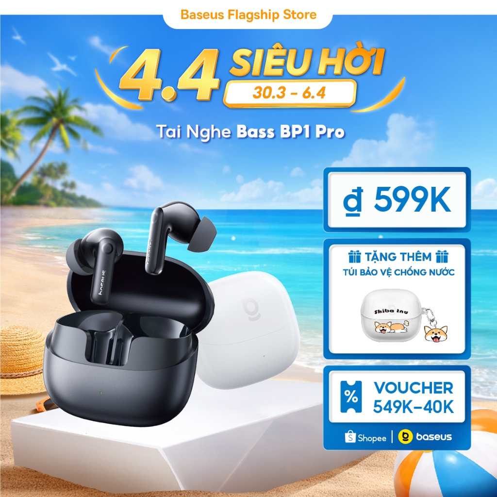 Tai nghe không dây Baseus BP1 Pro ANC -50dB Giảm tiếng ồn Hi-Res Bluetooth 6.0 IPX55 Chống nước 55Hr