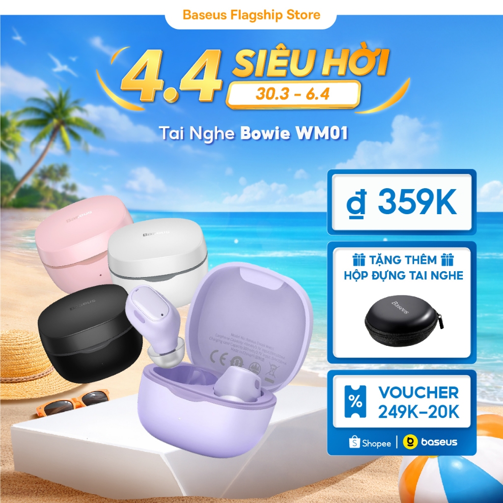 Baseus Tai Nghe bluetooth 5.3 Wm01 Tws Chống Ồn Và Phụ Kiện