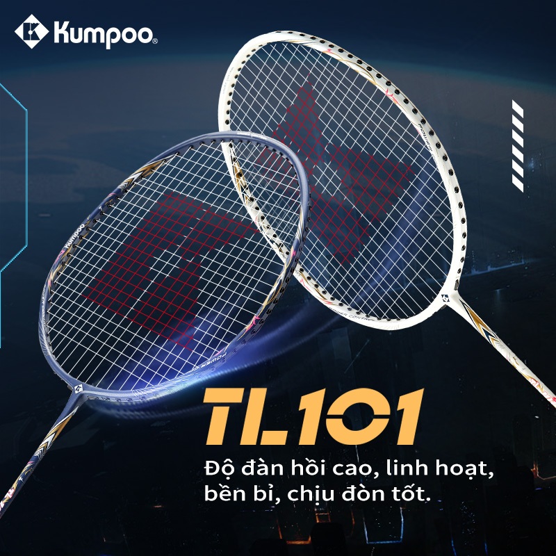 Vợt Cầu Lông KUMPOO TL101  Căng Sẵn12kg 3U carbon tặng kèm túi đựng và quấn cán  (Tối đa 24LB)