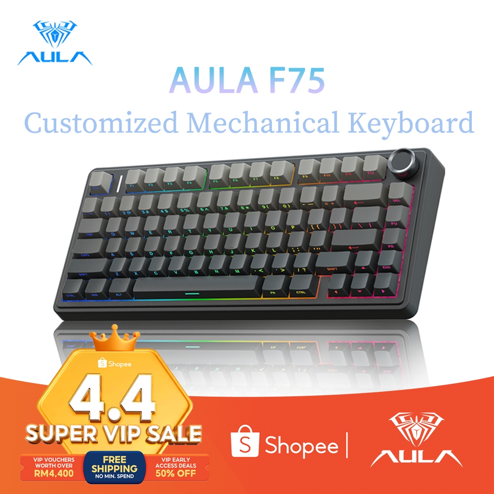 Bàn phím cơ AULA f75% 75% 80 phím rgb bluetooth 2.4g chuyên dùng để chơi game | BigBuy360 - bigbuy360.vn