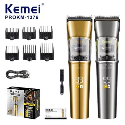 Kemei 1376 Máy cắt tóc yên tĩnh có thể sạc lại Máy cắt tóc có độ ồn thấp chuyên nghiệp Máy cắt tóc động cơ không chổi than bên ngoài