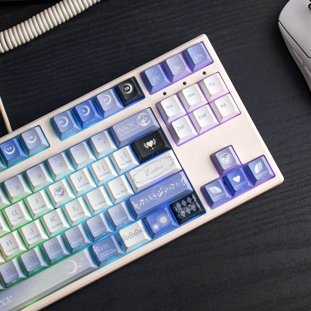 Columbina Hyposelenia keycaps RGB Side shine Through PBT Double shot comic Keycaps cho Mechanical Ke