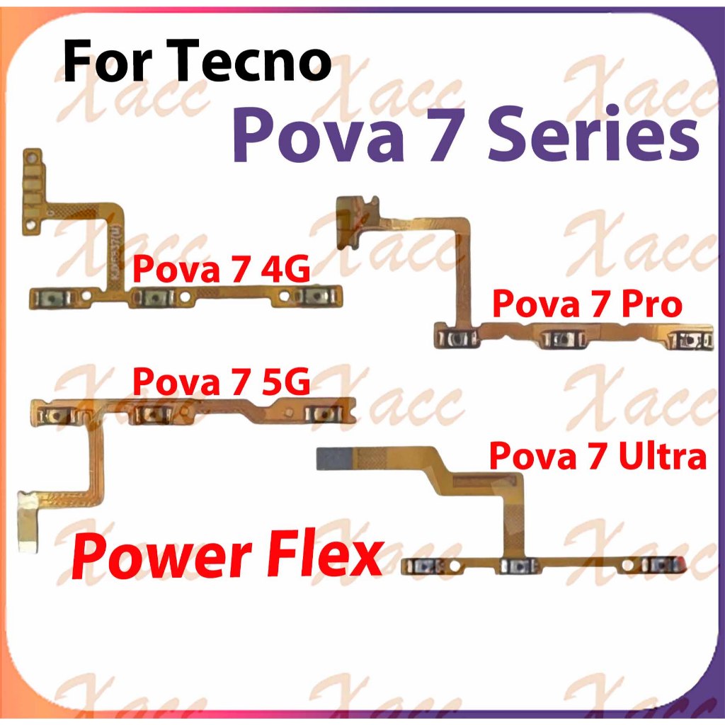 Dành Cho Tecno Pova 7 Pova 7 Pro Pova 7 Ultra LJ6 LJ7 LJ8 LJ9 Nút Âm Lượng Nguồn Flex Cài Đặt Điện T