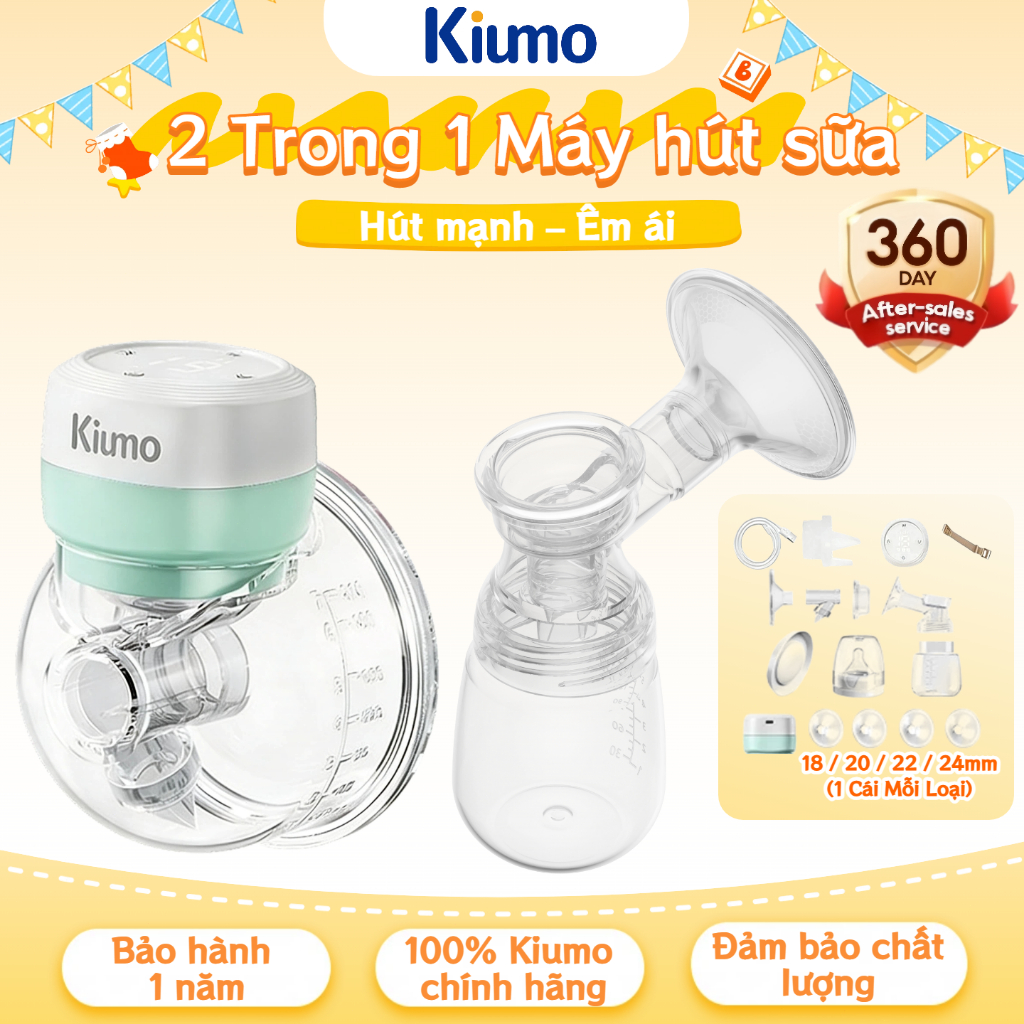 Kiumo【2 Trong 1】Máy Hút Sữa Điện, Có Thể Đeo & Cầm Tay, Màn Hình Thông Minh, 3 Chế Độ Hút, 27 Cấp Độ
