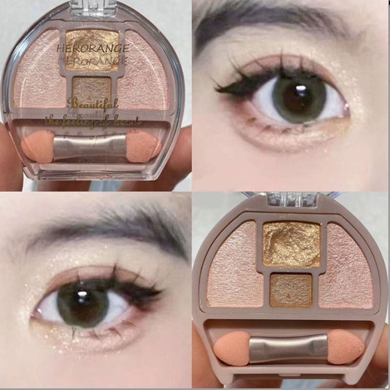 HERORANGE Dreamy Mist Eye Palette Pearlescent Pink Brightening Under Eye Gentle Shadow Daily Eye Bea