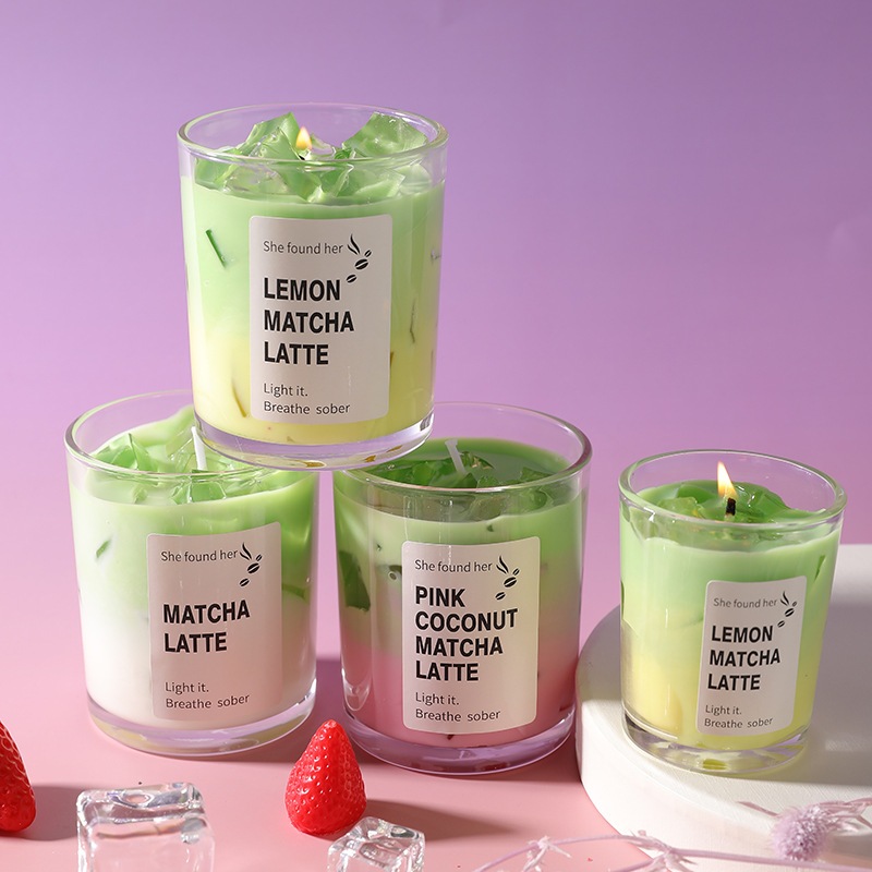 Matcha Gelato Nến Cà Phê Jelly Wax Tan Thơm Đậu Nành Hương Liệu Bình Phòng Ngủ Trang Trí Nhà Quà Tặn