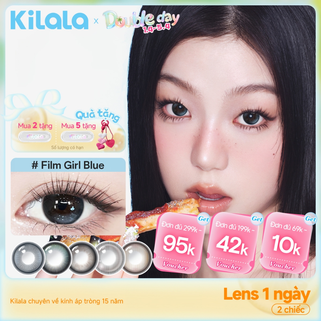 Kính áp tròng Kilala lens 1 ngày màu xám  DIA 14.0mm 14.2mm 14.5mm Filmgirl Blue  Lychee Grey  Heroi