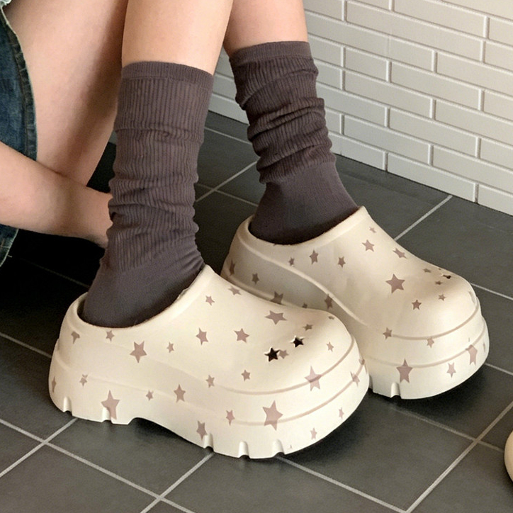 XIXITIAO Dép Dép Nữ Lười Mùa Hè Ngoài Trời Mặc Tăng Đế Dày Ngôi Sao Thường Ngày