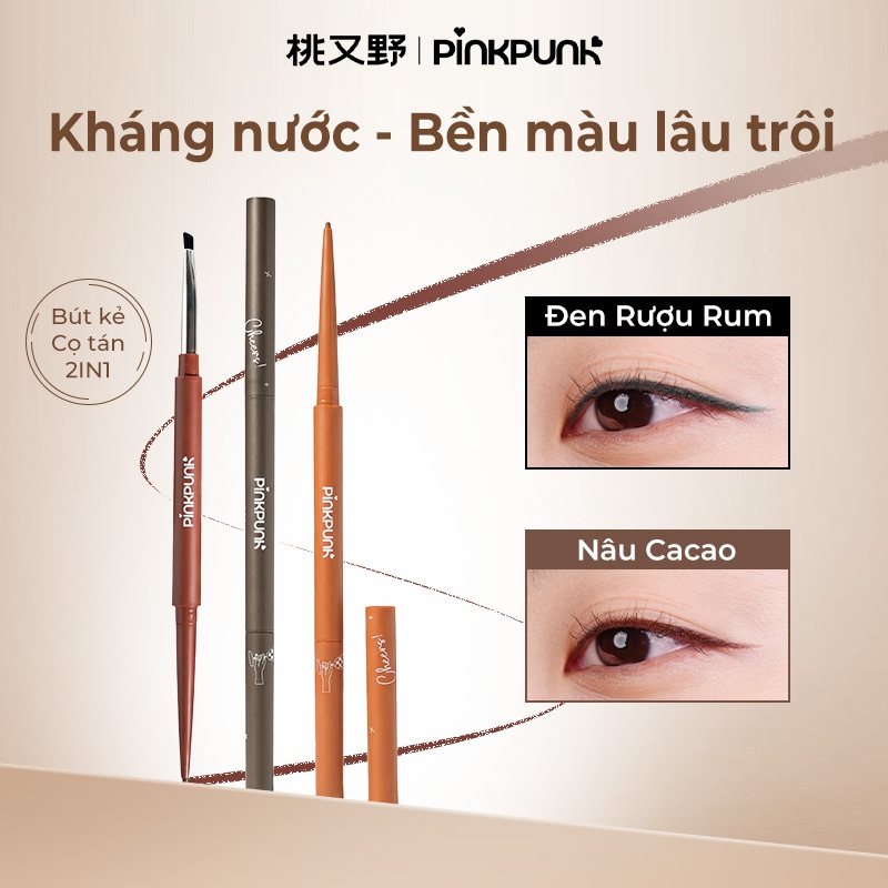 Bút Kẻ Mắt Gel Hai Đầu PinkPunk Đầu Gel 1.5mm & Cọ Tán Xéo Lâu Trôi Không Nước Chống Nhòe Màu Sắc Sống Động | BigBuy360 - bigbuy360.vn