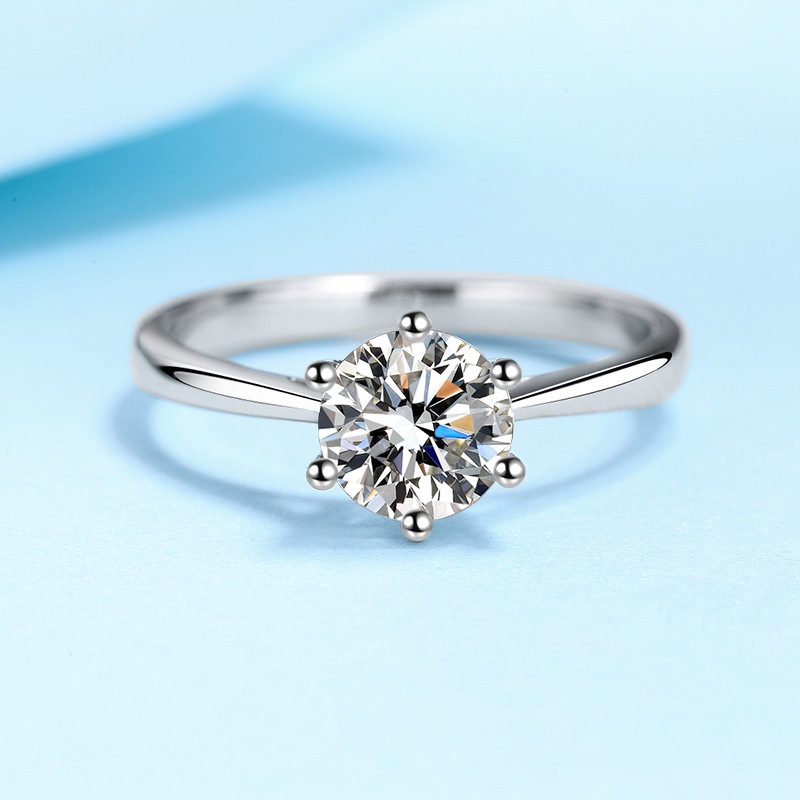 [Nhẫn Moissanite] Nhẫn Moissanite 1 carat có giấy chứng nhận GRA, nhẫn nữ kim cương Moissanite sáu m