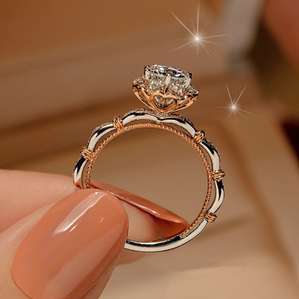 [Nhẫn Moissanite] Nhẫn Moissanite 1 carat có chứng nhận GRA, nhẫn nữ kim cương Moissanite bạc S925 t