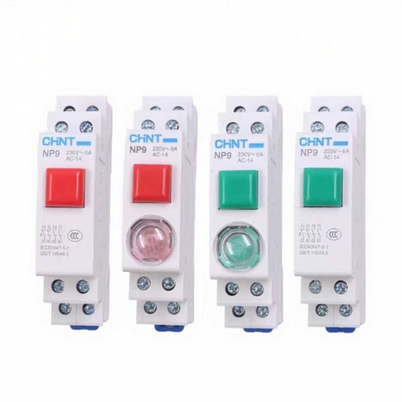 Chnt Chint tạm thời Np9 Nút nhấn Công tắc nút nhấn có đèn Led 230v Mô-đun Din Rail Đỏ Xanh lục