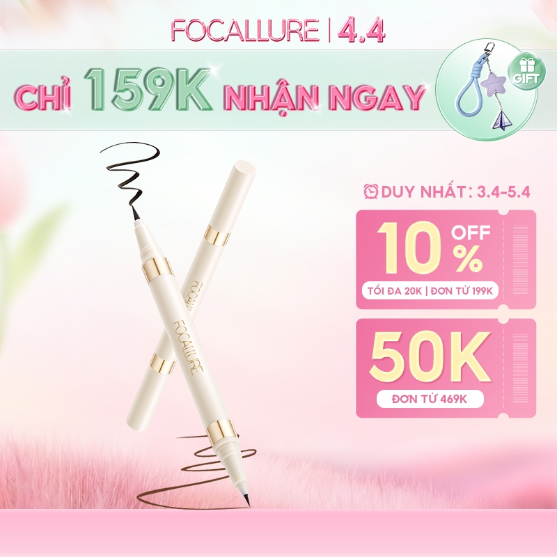 Bút kẻ mắt dạng lỏng FOCALLURE 2 đầu trong 1 khô nhanh chống nước không nhòe màu đen nâu 1.2g | BigBuy360 - bigbuy360.vn