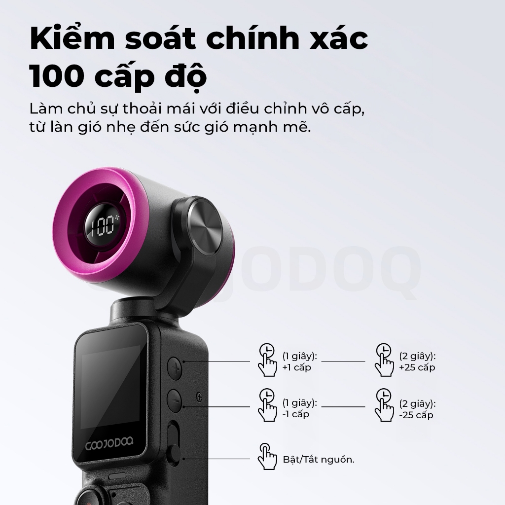 Quạt máy ảnh cầm tay GOOJODOQ GFS025, 100 cài đặt tốc độ quạt, tích hợp ảnh / video, hệ thống độc lập kép, chia sẻ dữ liệu liền mạch, khe cắm thẻ SD. | BigBuy360 - bigbuy360.vn