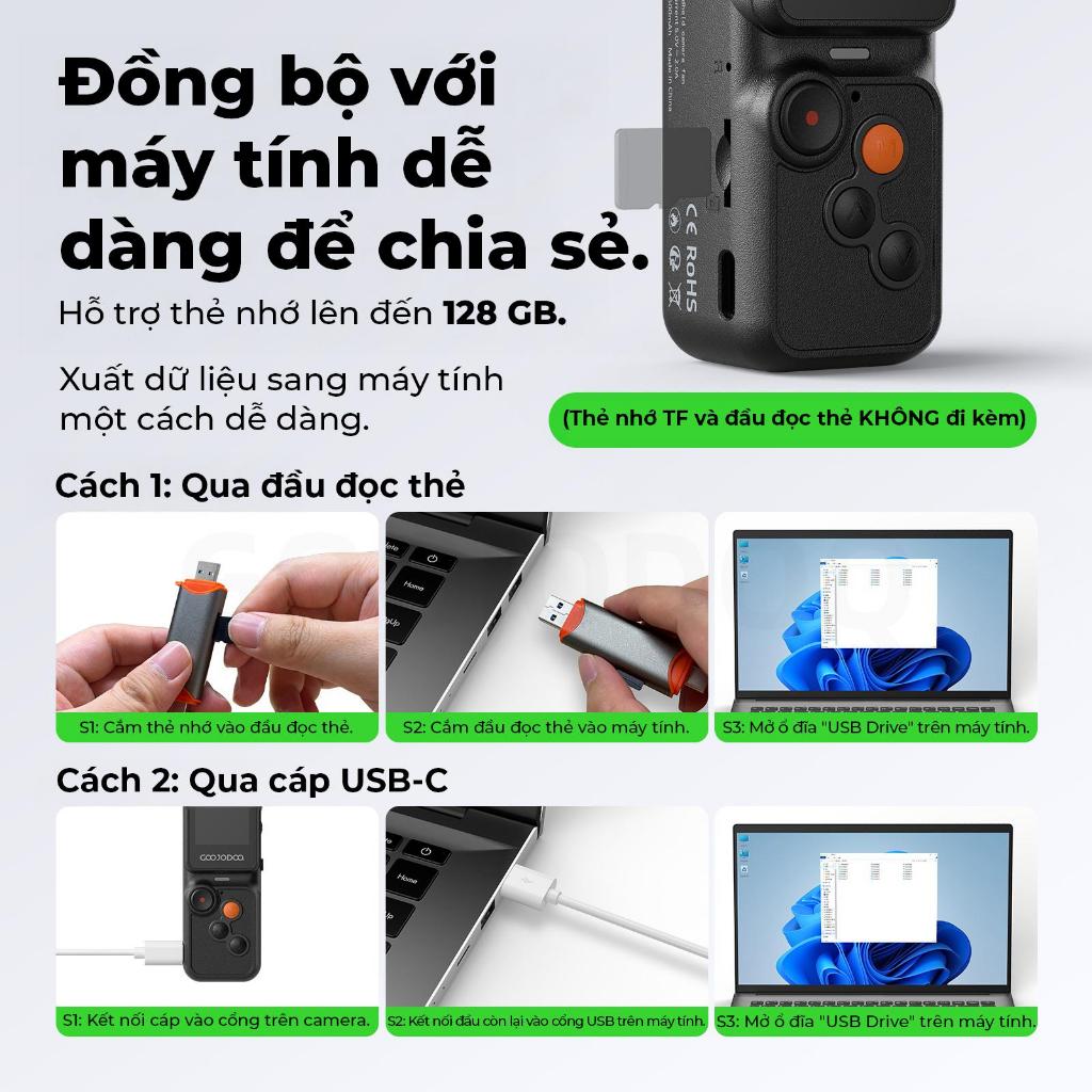 Quạt máy ảnh cầm tay GOOJODOQ GFS025, 100 cài đặt tốc độ quạt, tích hợp ảnh / video, hệ thống độc lập kép, chia sẻ dữ liệu liền mạch, khe cắm thẻ SD. | BigBuy360 - bigbuy360.vn
