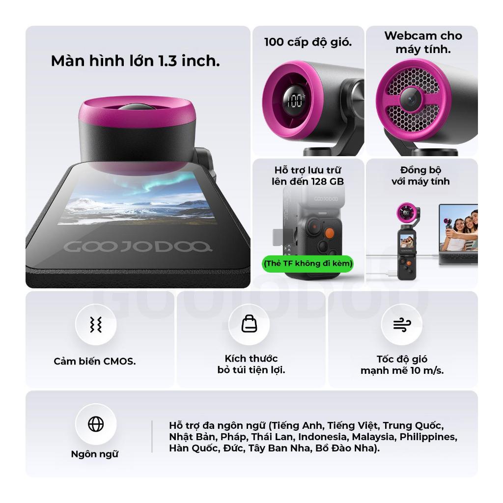 Quạt máy ảnh cầm tay GOOJODOQ GFS025, 100 cài đặt tốc độ quạt, tích hợp ảnh / video, hệ thống độc lập kép, chia sẻ dữ liệu liền mạch, khe cắm thẻ SD. | BigBuy360 - bigbuy360.vn