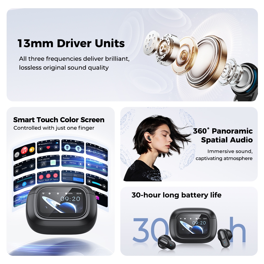 MINISO MS126 HIFI Tai nghe không dây V6.0 Tai nghe Bluetooth Tai nghe chơi game độ trễ thấp LED Cảm ứng Tai nghe chống ồn ENC | BigBuy360 - bigbuy360.vn