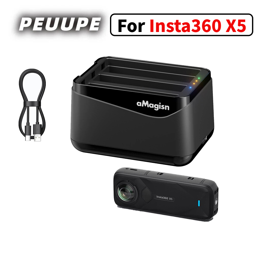 ((Không Pin) Cho Đế Sạc Pin Insta360 X5 USB Type-C Hub Hộp Bảo Quản Pin Insta360 X5 Phụ Kiện Hộp Sạc
