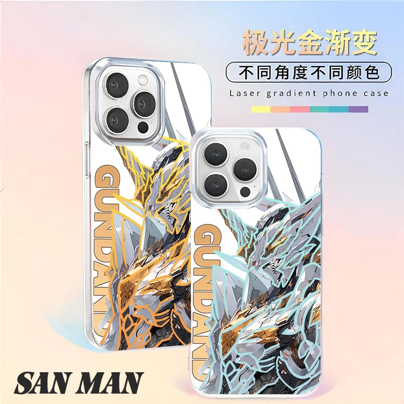 [Aurora Gold] Vỏ điện thoại màu trắng bạc Gundam apple 17promax Air iphone 16 Chống sốc xs Super Han