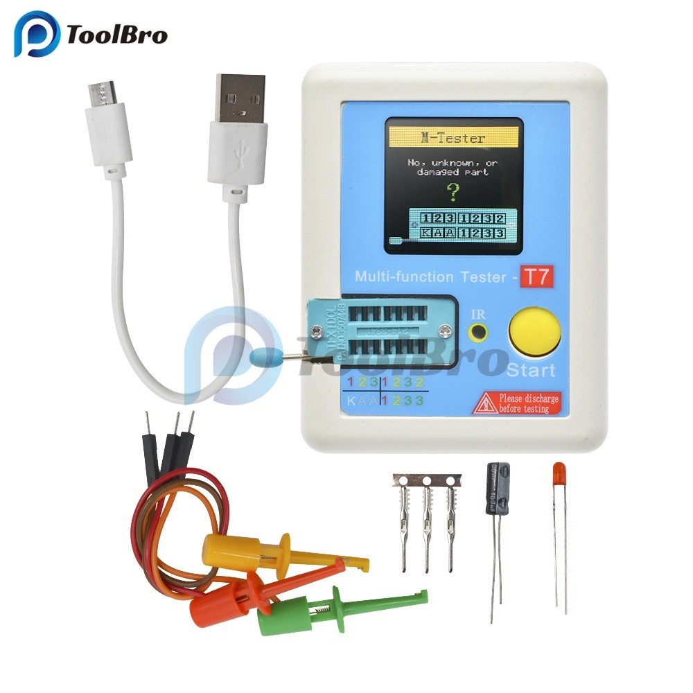 LCR-T7 Transistor Tester Đồng hồ vạn năng cho Diode Triode MOS / PNP / NPN Tụ điện trở Transistor