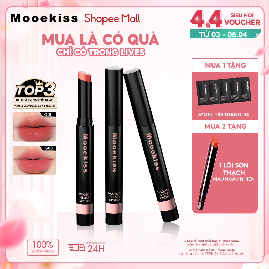 [KOL]Son bóng gel gốc nước Mooekiss chứa tinh chất peptide đôi, cung cấp độ bóng giống như gương, chống nhòe và dưỡng ẩm | BigBuy360 - bigbuy360.vn