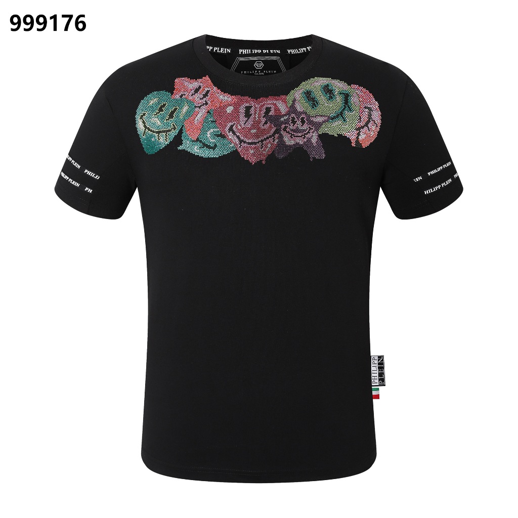 Áo thun Plein Top Mùa Hè Philipp Plein Cotton Nguyên Chất Cổ Tròn Thoải Mái Nóng Kim Cương Nam Mặc 9