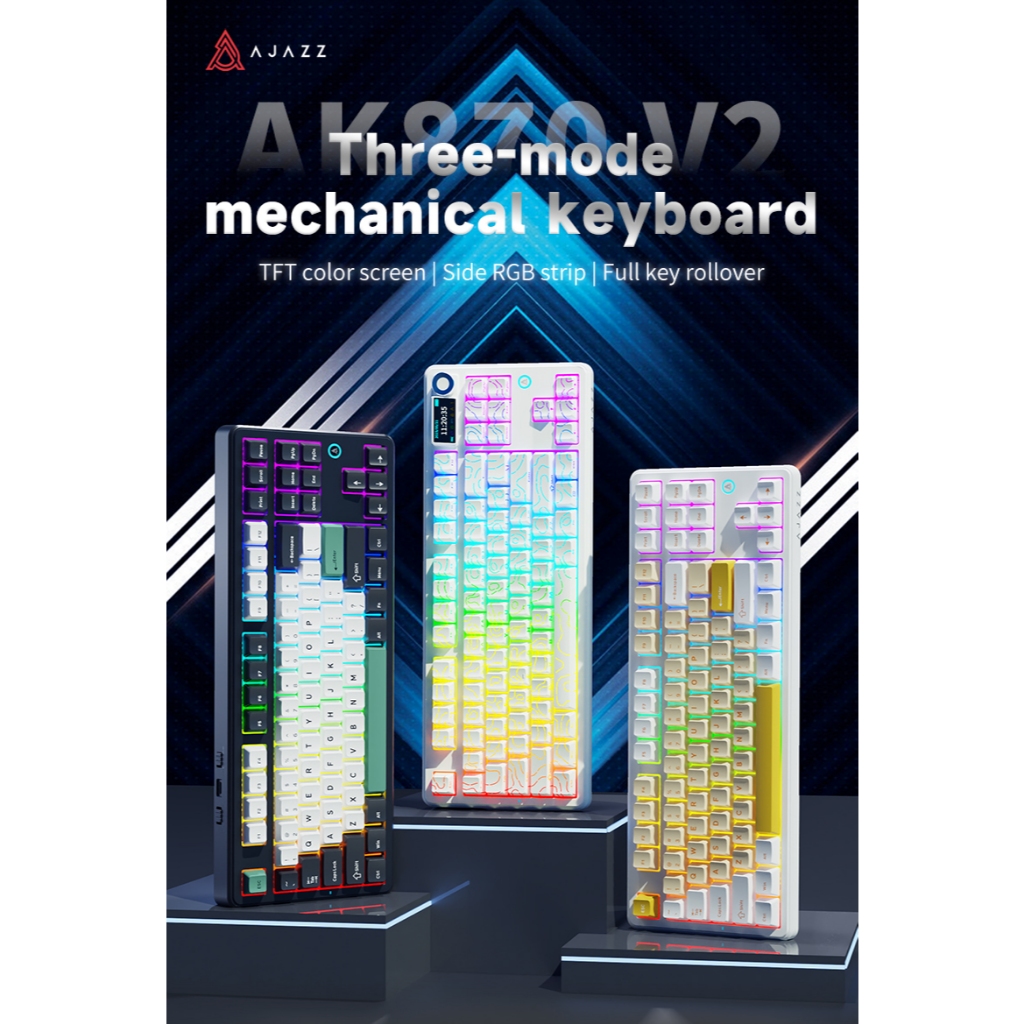 Bàn phím cơ AJazz AK870 V2 3 chế độ kết nối Hỗ trợ bàn phím PC lắp ráp DIY Được trang bị Bluetooth 2