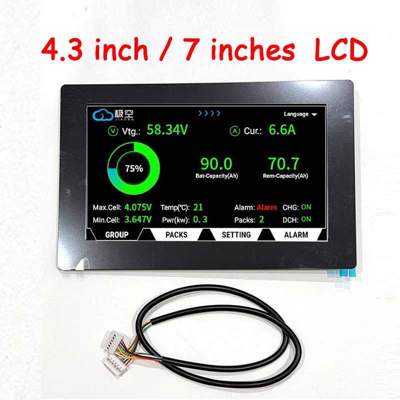 Màn hình LCD Jikong 4.3 inch 4.3 "7" 7 inch Phụ kiện đồng hồ đo cho JK Active Balancer BMS V19