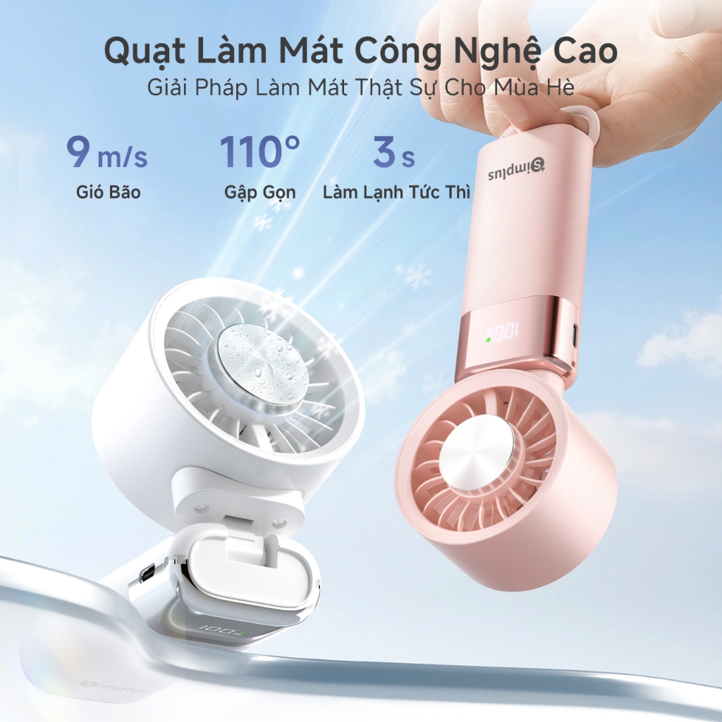 Simplus Quạt Làm Mát Blast Fold 100 Mức Gió Vô Cấp Lưu Lượng Gió Lớn Thời Gian Sử Dài Động Cơ Đồng Nguyên Chất 7500rpm Sạc Nhanh 2 Giờ Cổng Type-C DFSH023 | BigBuy360 - bigbuy360.vn