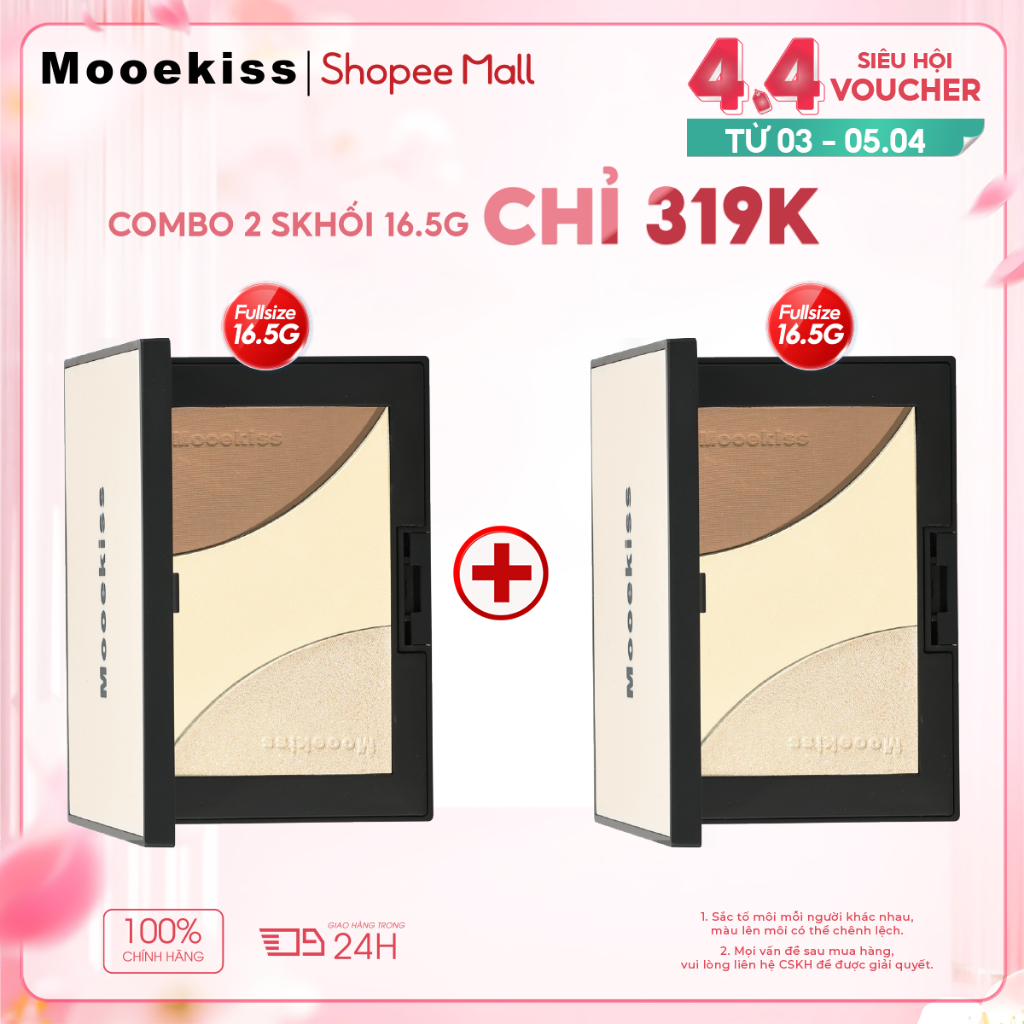 [KOL Combo 16.5gx2] Combo 2 bảng tạo khối Mooekiss hiệu ứng lì và bắt sáng tự nhiên 16.5g | BigBuy360 - bigbuy360.vn