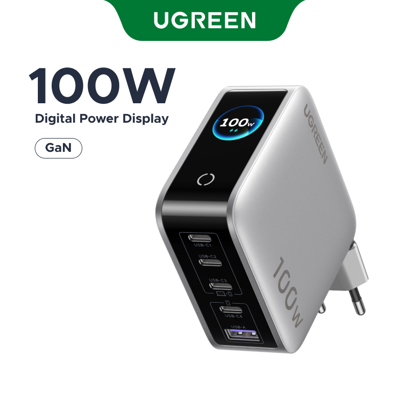 [GaN EU 100W] Bộ sạc 5 cổng UGREEN 100W (USB-C * 4 / USB-A * 1), Bộ sạc nhanh cho Iphone / Samsung /